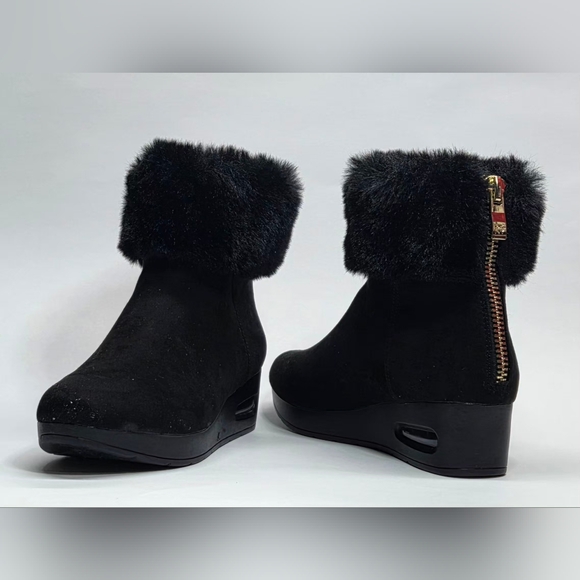 Dkny Shoes - DKNY Black Fur-Trimmed Winter Boots